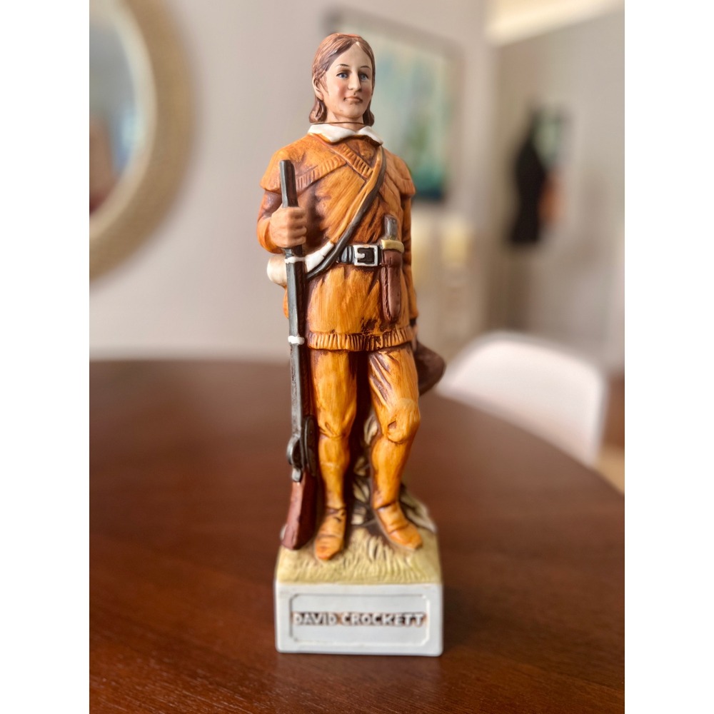 McCormick David Crockett Bourbon Decanter 1975 Brown Excellent 13.5" Porcelain